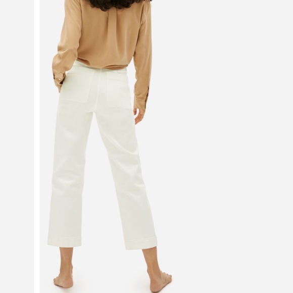 Everlane Straight Leg Crop Pants, bone white, size 4 - Picture 2 of 4